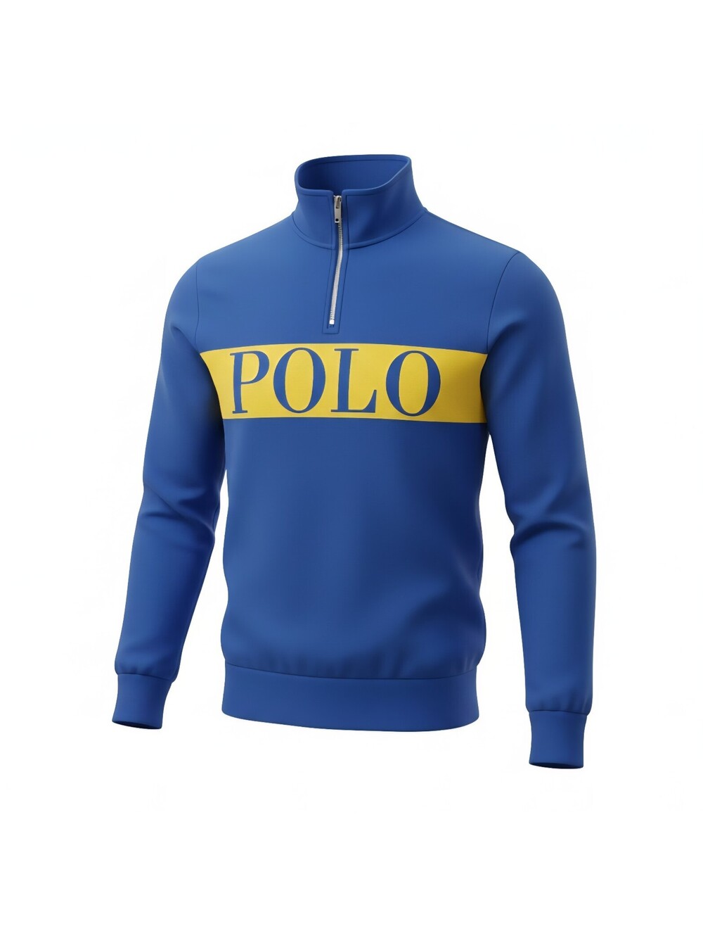 Polo Ralph Lauren Blue and Yellow Half-Zip Sweatshirt Large Youth